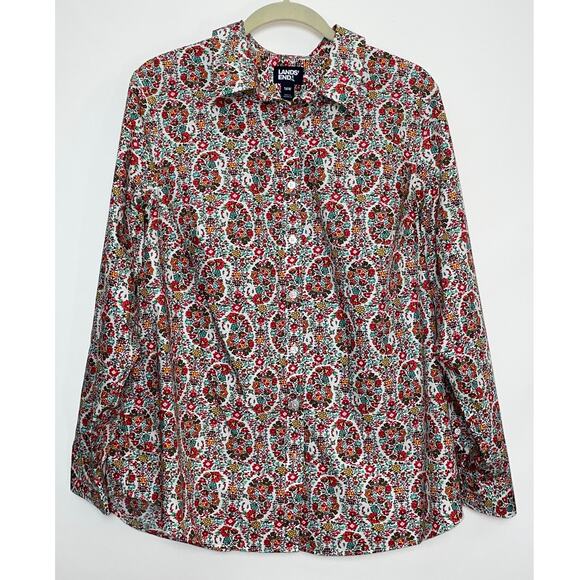 Lands' End Vibrant Blouse - Size 16W - Beautiful Paisley Pattern - Picture 1 of 9